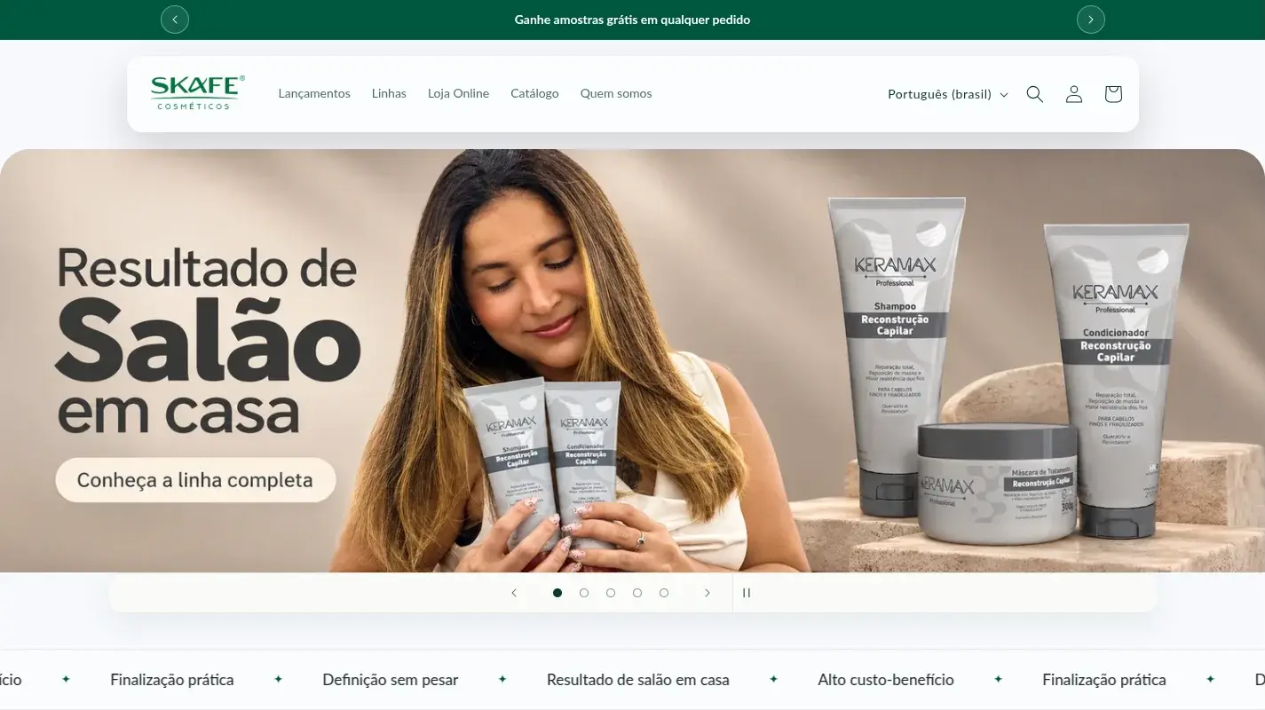Skafe Cosméticos homepage at skafe.com.br
